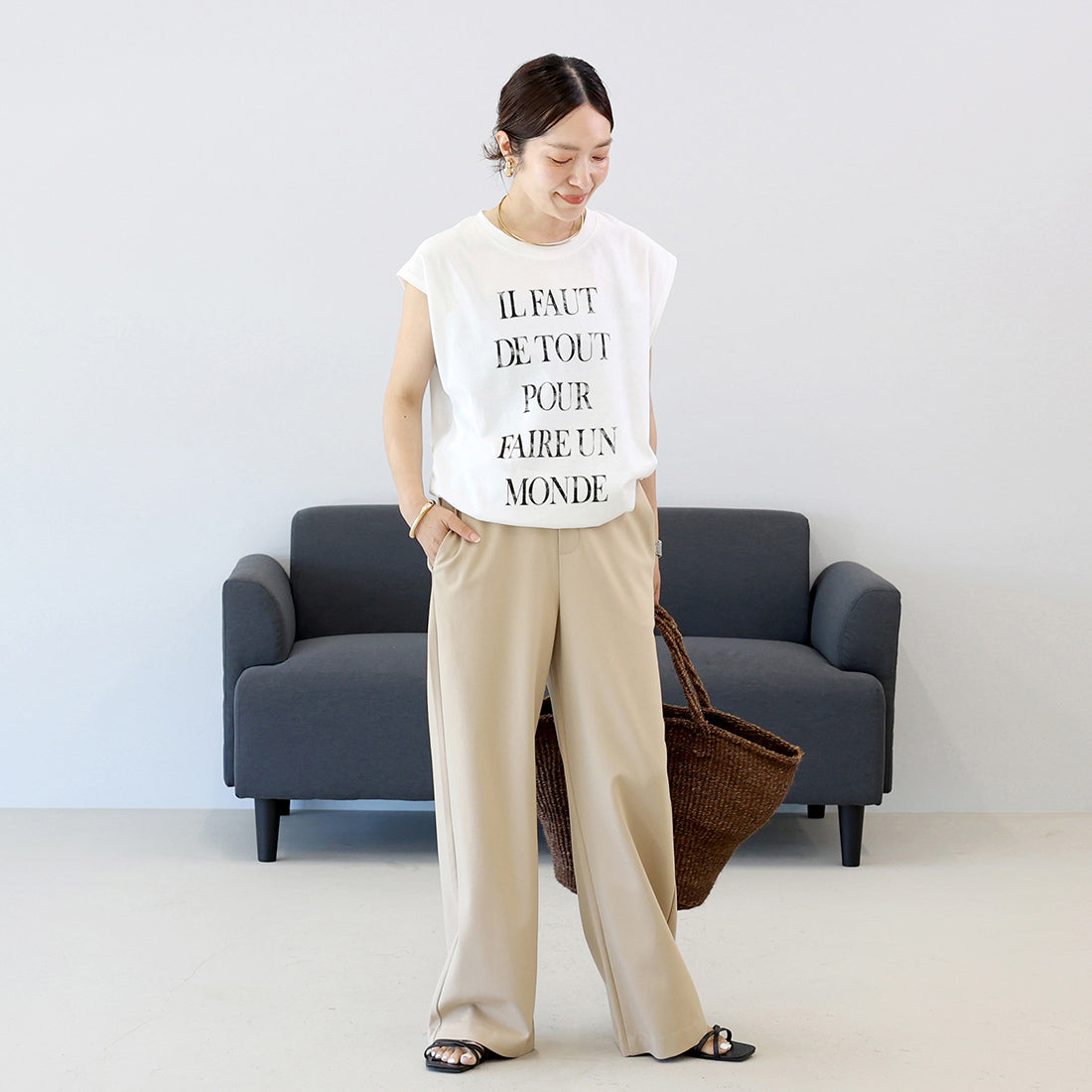 アレッタ ヴィータ Aletta vita 綿天竺ロゴフレンチカットソー (オフホワイト) オフホワイト