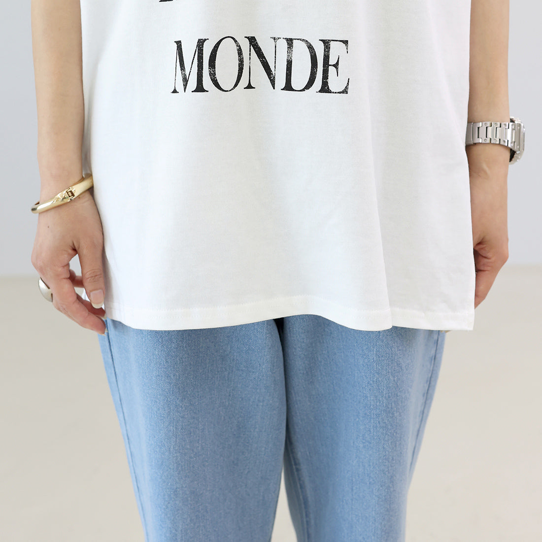 アレッタ ヴィータ Aletta vita 綿天竺ロゴフレンチカットソー (オフホワイト) オフホワイト