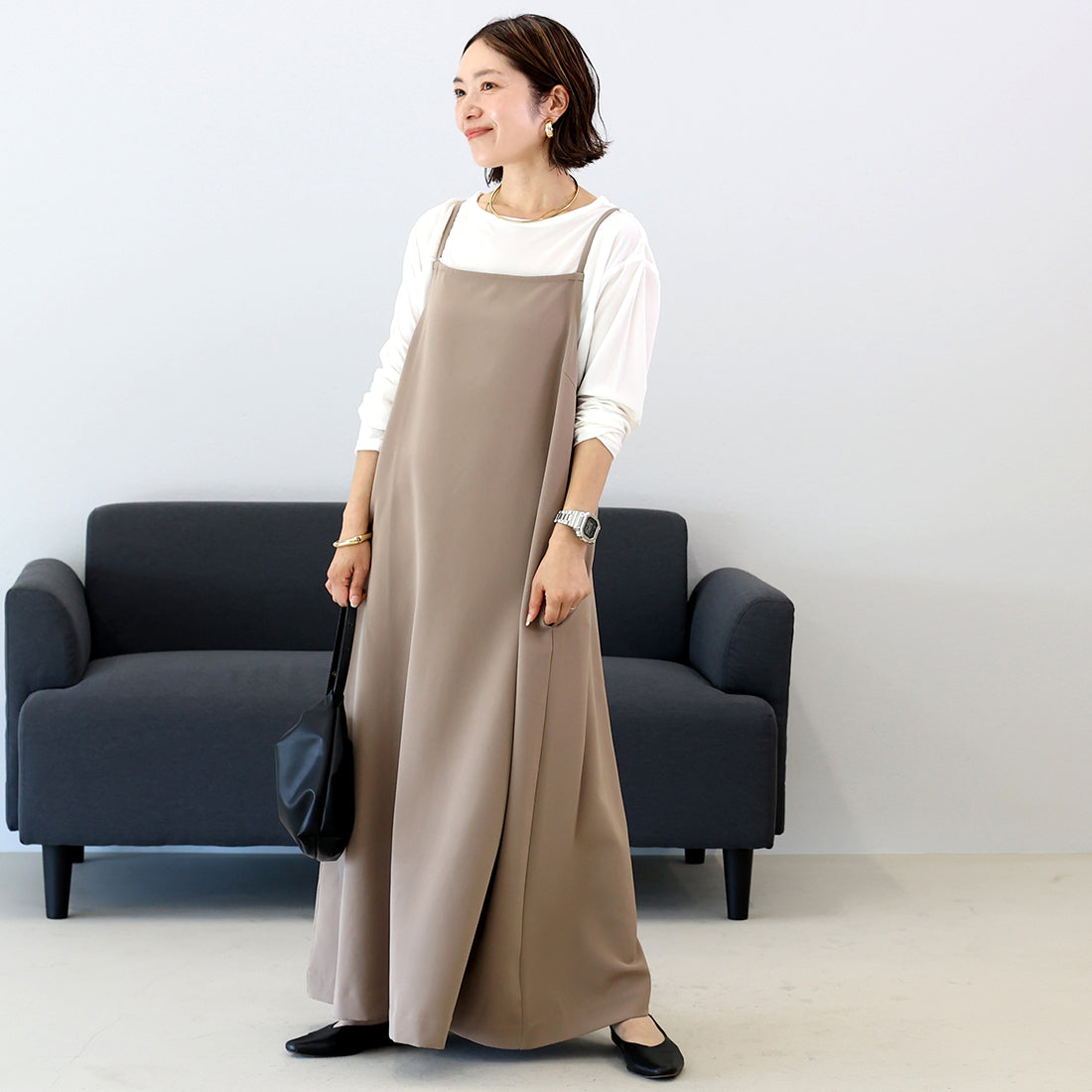 アレッタ ヴィータ Aletta vita ジョーゼットフレアキャミワンピース (モカブラウン) モカブラウン