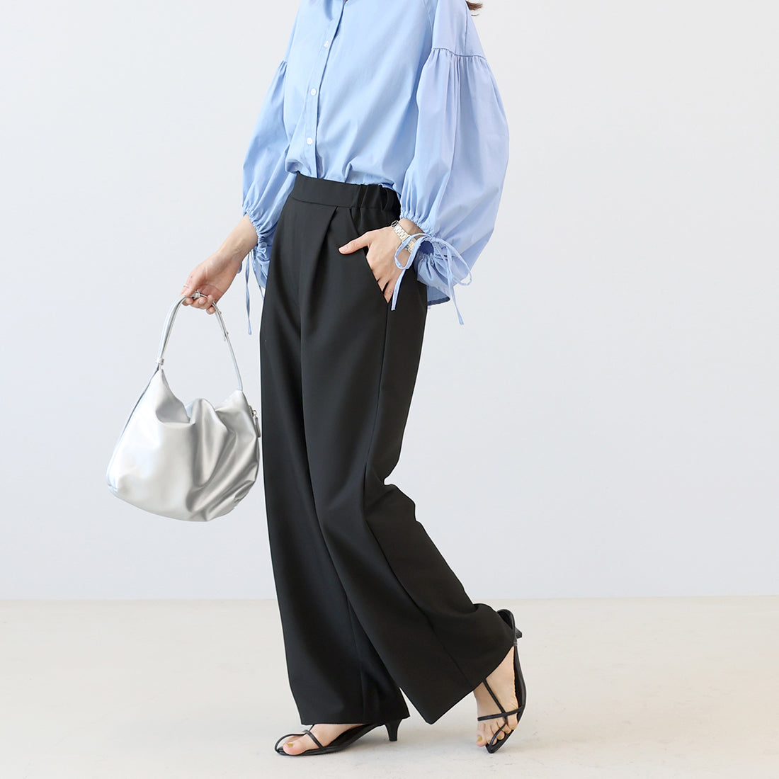 アレッタ ヴィータ Aletta vita エステルツイルタックセミワイドパンツ (グレー) グレー