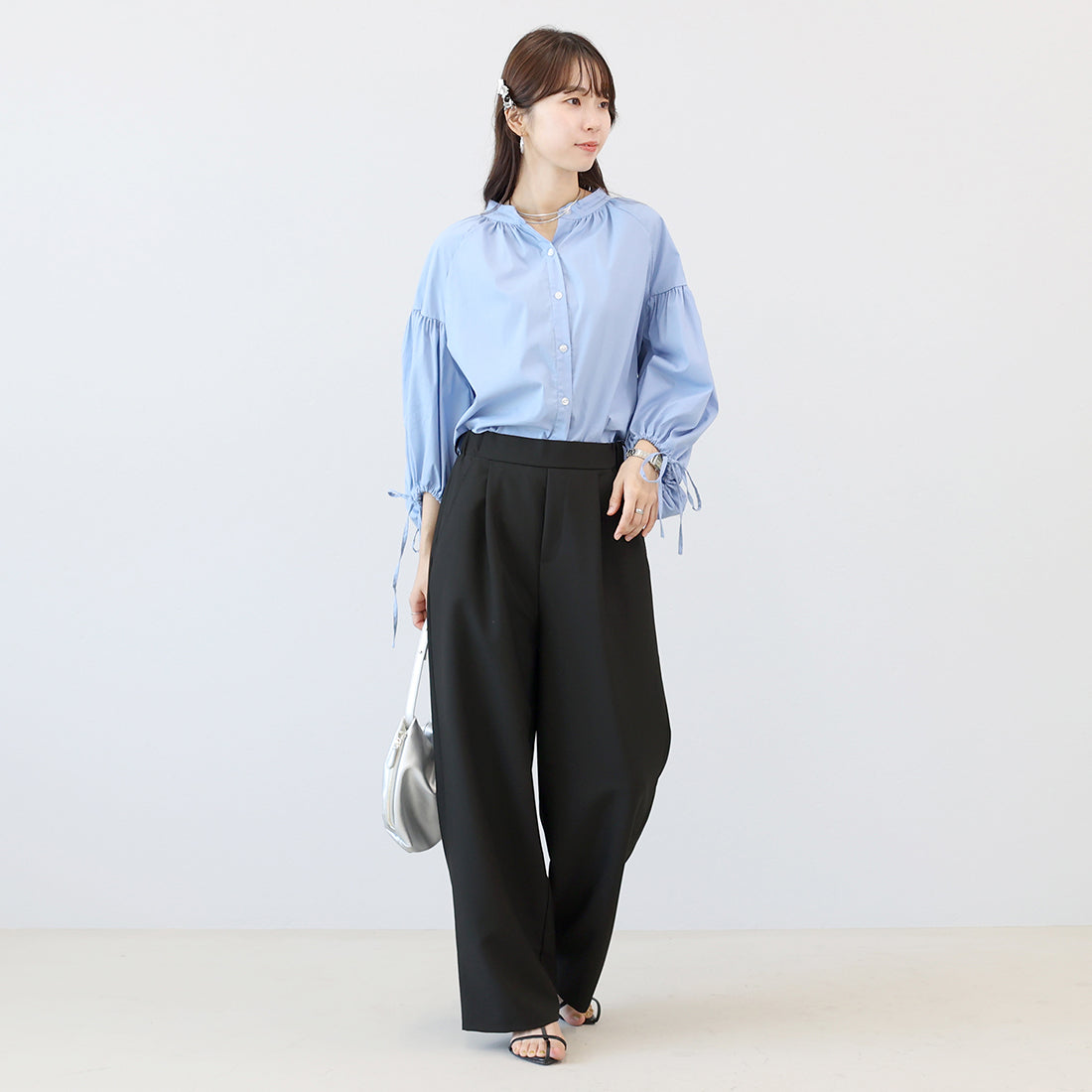 アレッタ ヴィータ Aletta vita エステルツイルタックセミワイドパンツ (グレー) グレー