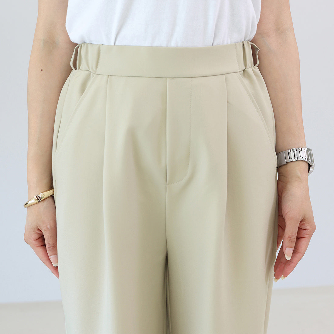 アレッタ ヴィータ Aletta vita エステルツイルタックセミワイドパンツ (グレー) グレー