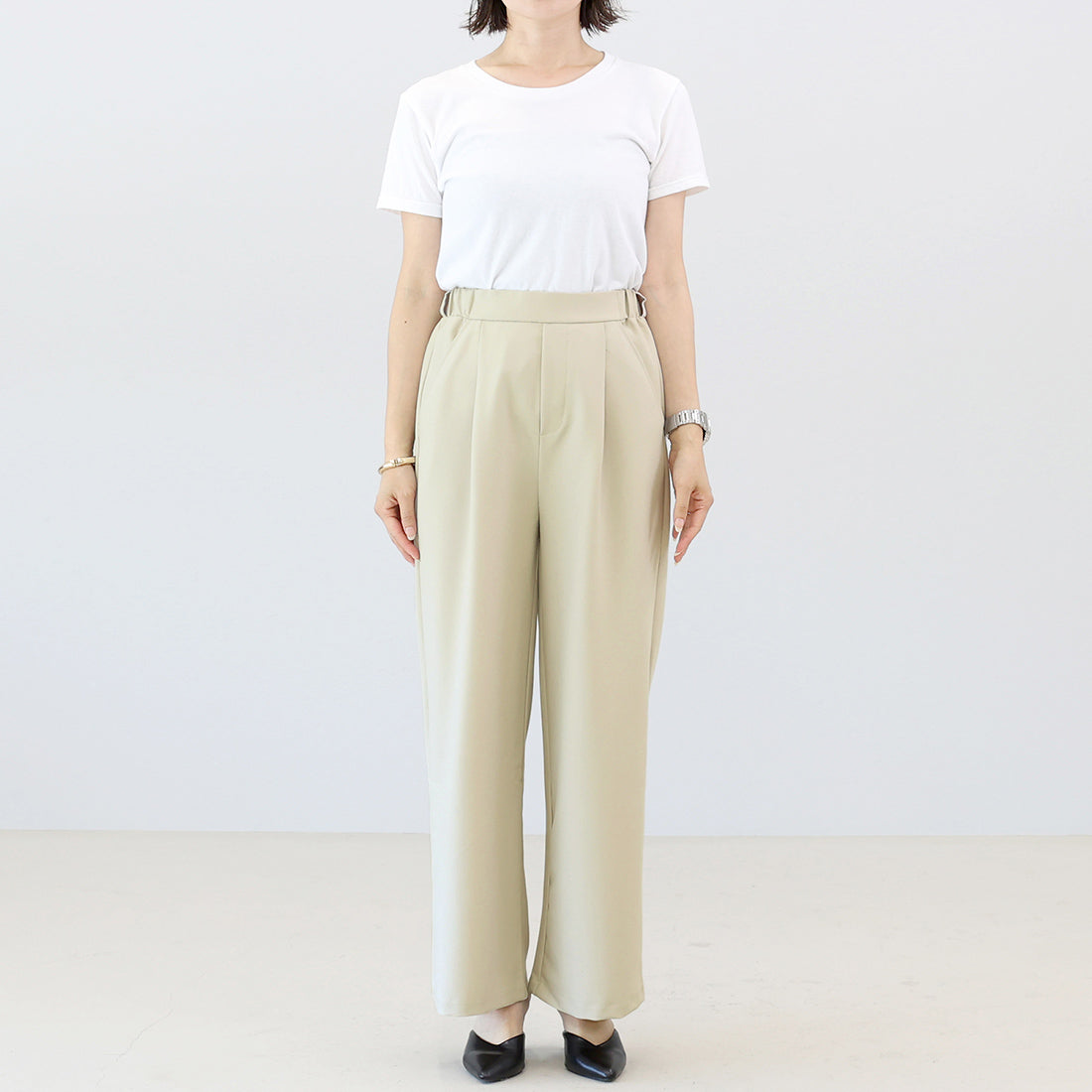 アレッタ ヴィータ Aletta vita エステルツイルタックセミワイドパンツ (グレー) グレー