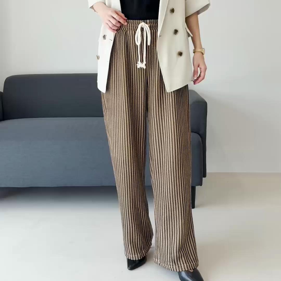 アレッタ ヴィータ Aletta vita ストライプレースイージーワイドパンツ (アイボリー) アイボリー