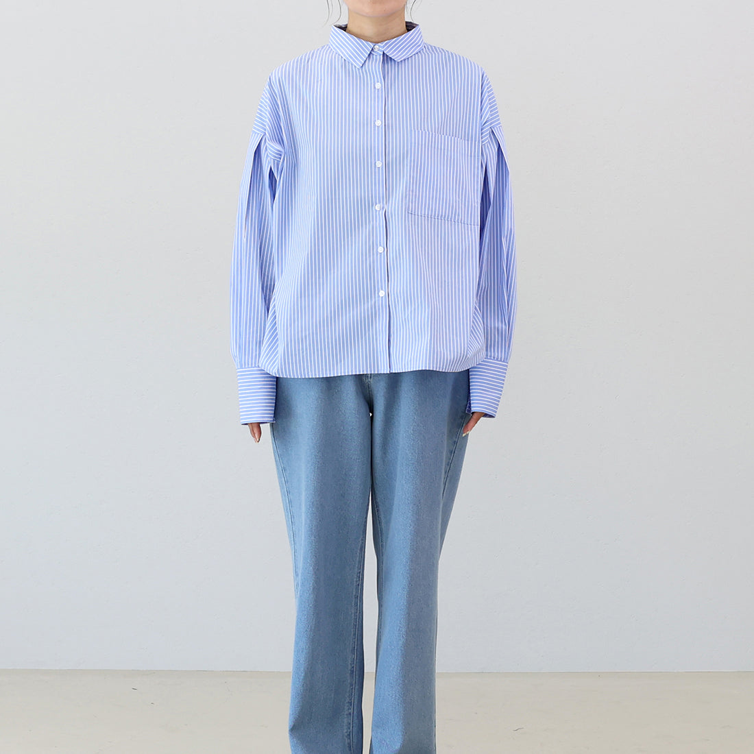 アレッタ ヴィータ Aletta vita 袖タックブロード長袖シャツ (オフホワイト) オフホワイト