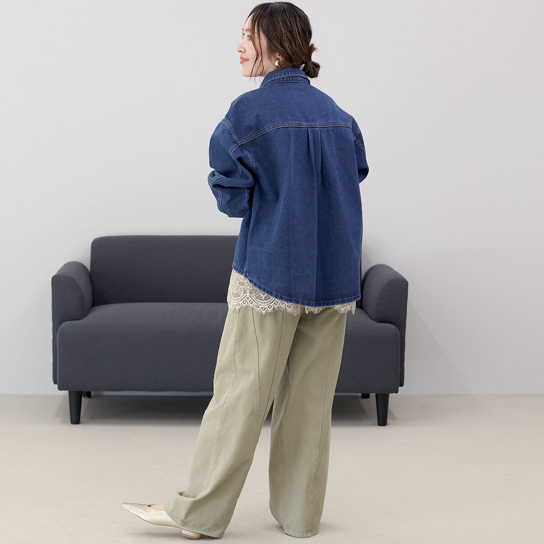 アレッタ ヴィータ Aletta vita 綿ツイル切替ワイドパンツ (ベージュ) ベージュ