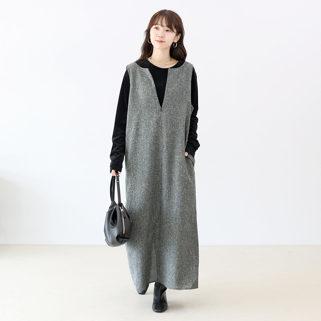 アレッタ ヴィータ Aletta vita ミックスツイード2WAYワンピース (グレー) グレー