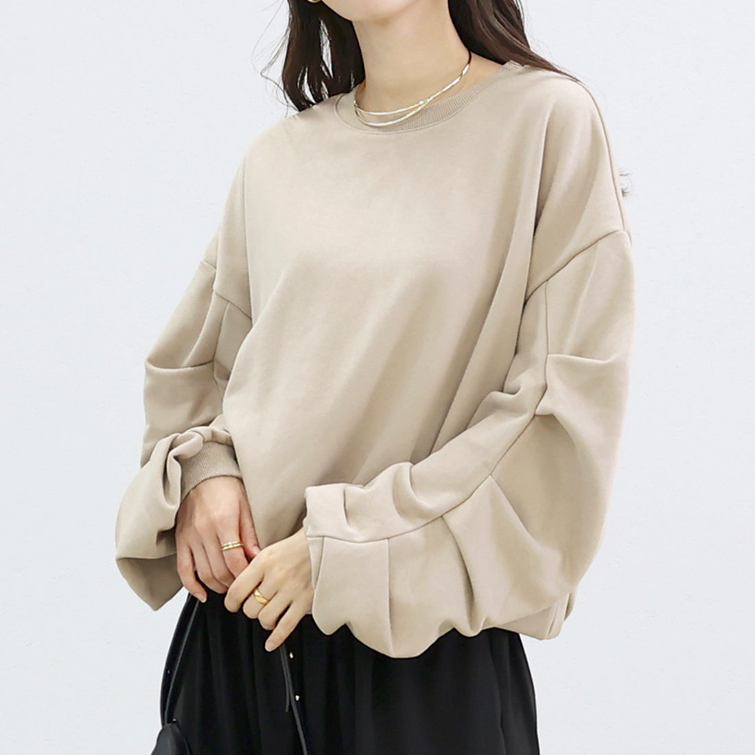 アレッタ ヴィータ Aletta vita T/C裏毛袖タックバルーンプルオーバー (グレージュ) グレージュ