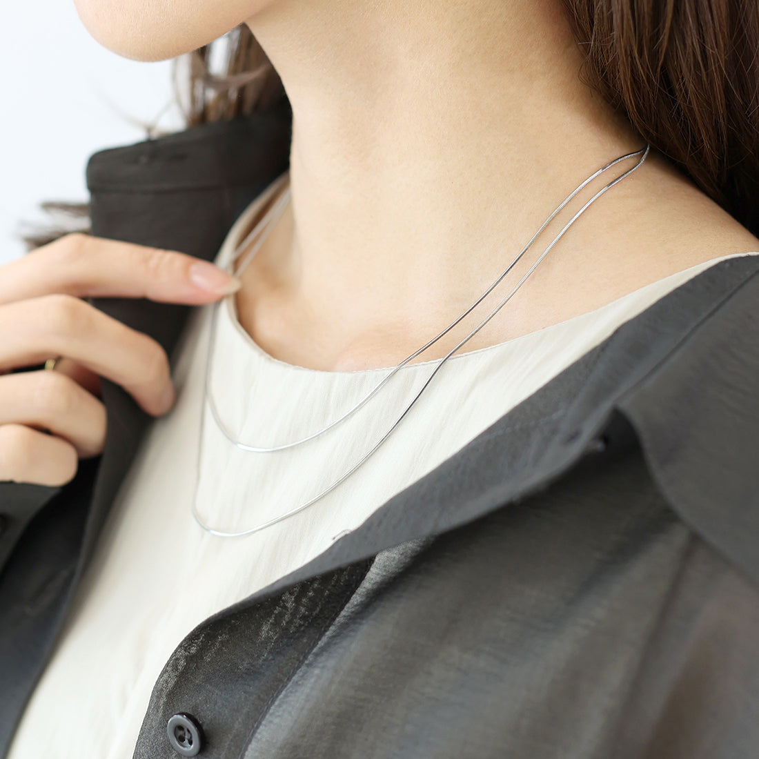 アレッタ ヴィータ Aletta vita サージカルステンレス2連ネックレス (Eミックス シルバー) Eミックス シルバー