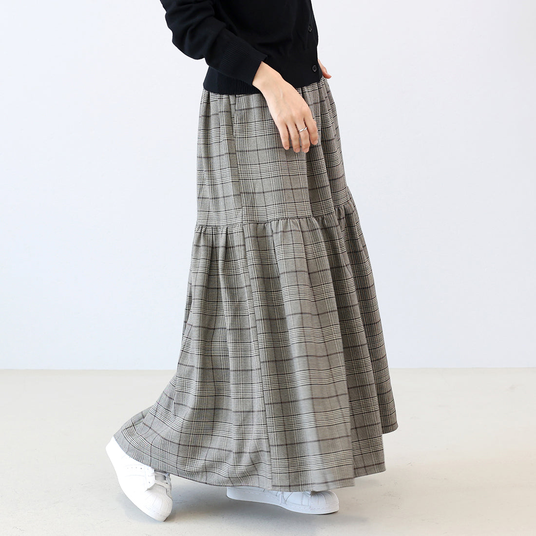 アレッタ ヴィータ Aletta vita 先染めチェックティアードスカート (チャコール) チャコール