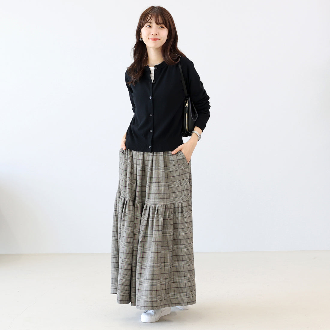 アレッタ ヴィータ Aletta vita 先染めチェックティアードスカート (チャコール) チャコール