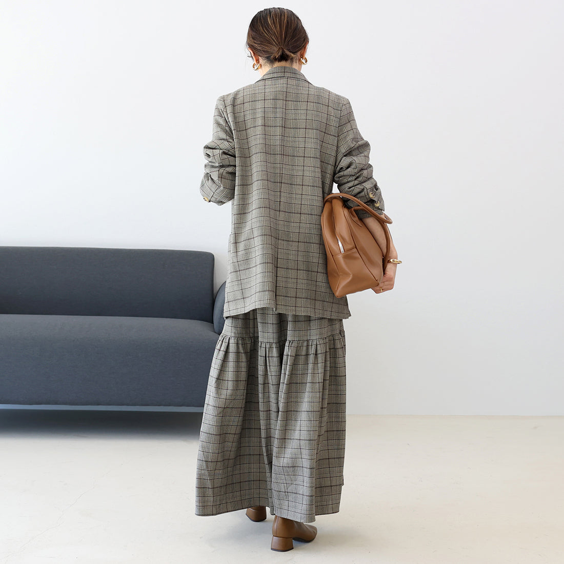 アレッタ ヴィータ Aletta vita 先染めチェックティアードスカート (チャコール) チャコール