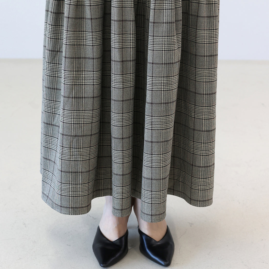 アレッタ ヴィータ Aletta vita 先染めチェックティアードスカート (チャコール) チャコール