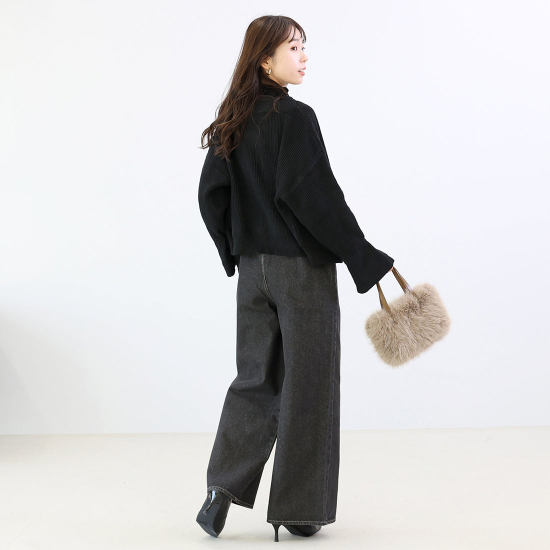 アレッタ ヴィータ Aletta vita 12ozバックファスナーデニムサロペット (ブラック) ブラック