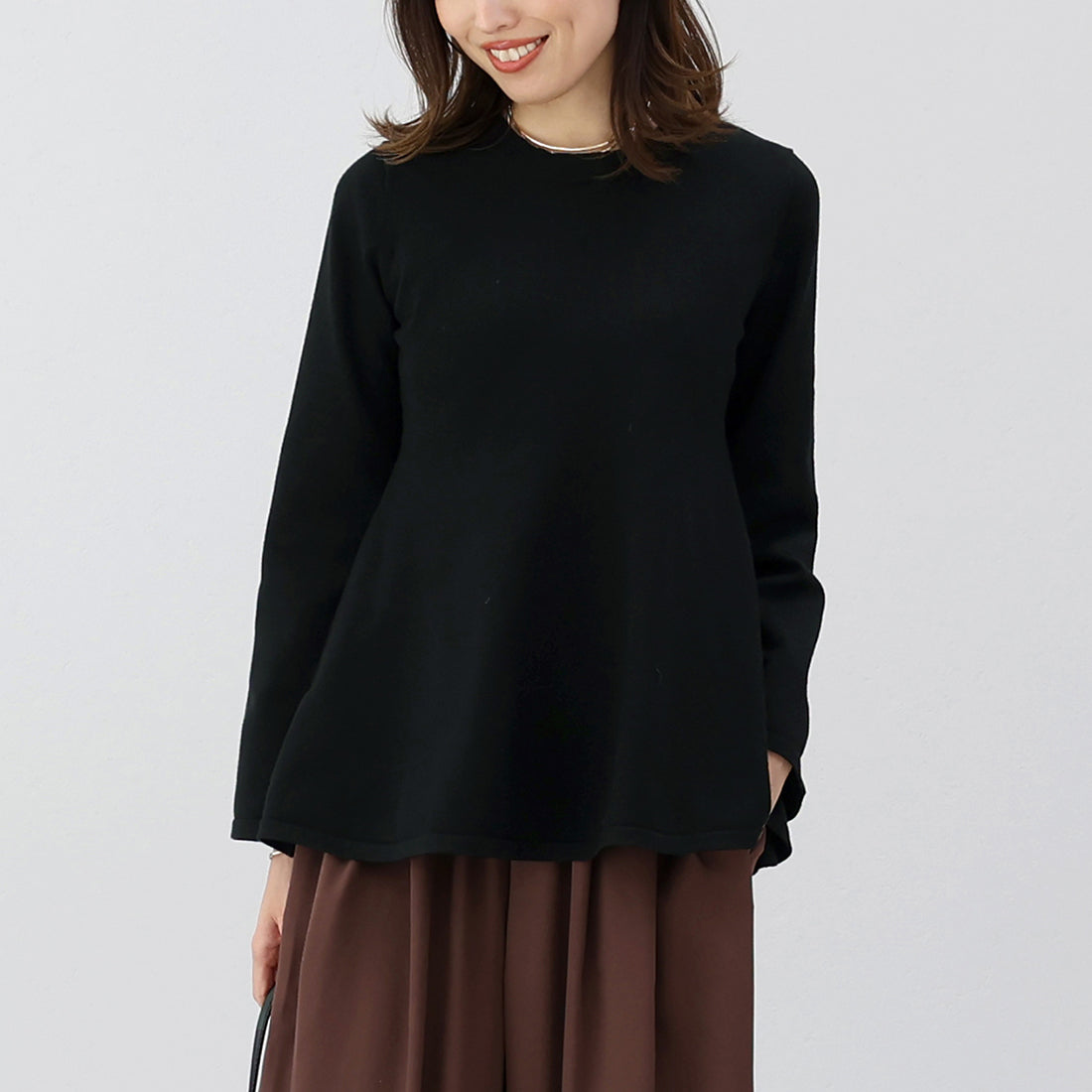 アレッタ ヴィータ Aletta vita フレアスリーブペプラムニットプルオーバー (ブラック) ブラック