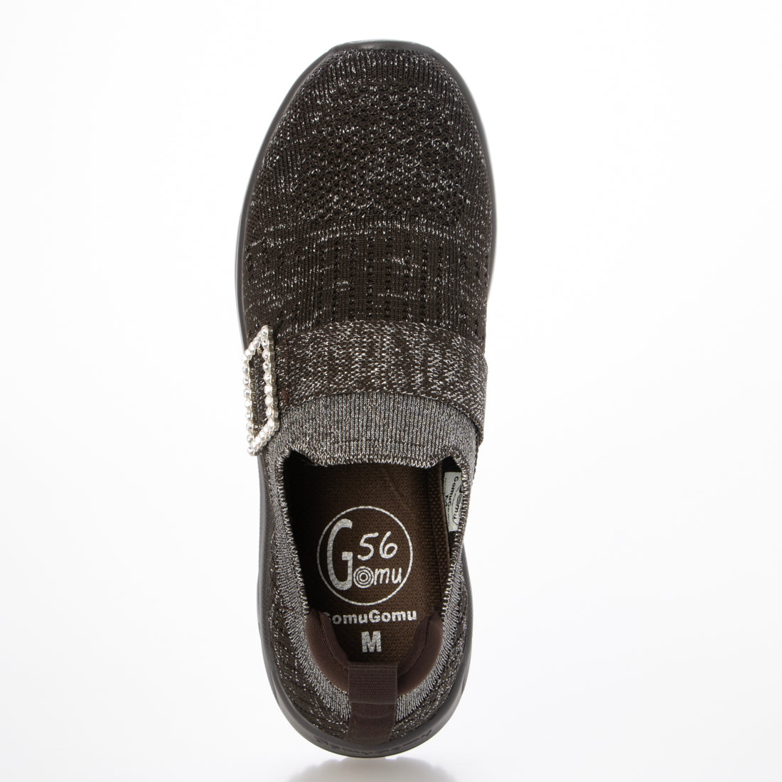 ゴムゴム Gomu56 軽量 厚底 エア入りソール キラキラニット スニーカー (ダークブラウンラメ) ダークブラウンラメ