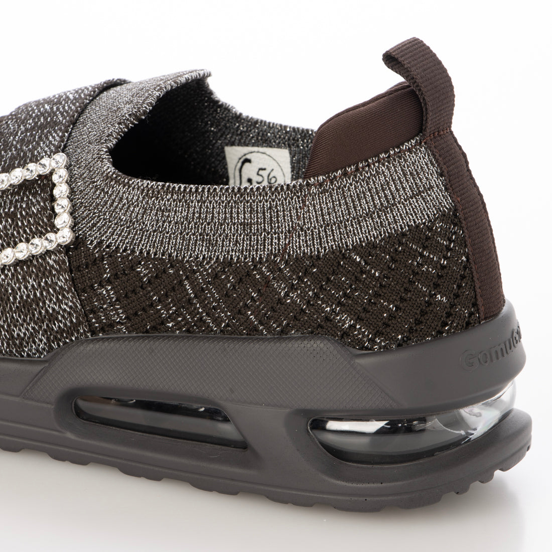 ゴムゴム Gomu56 軽量 厚底 エア入りソール キラキラニット スニーカー (ダークブラウンラメ) ダークブラウンラメ