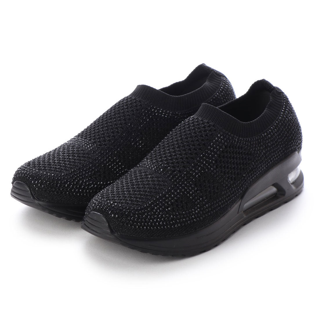 ゴムゴム Gomu56 軽量キラキラニットスニーカー,ブラック