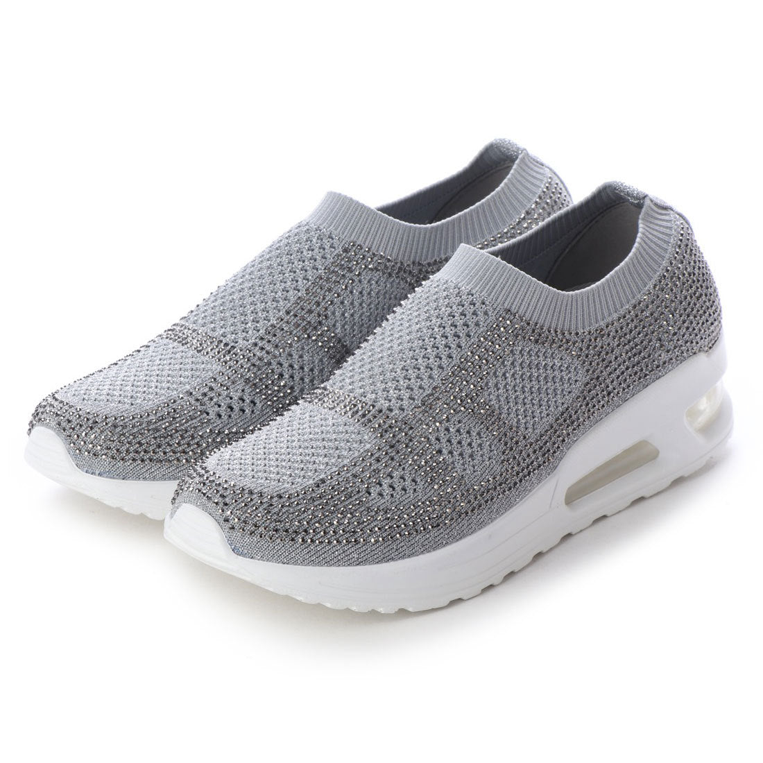 ゴムゴム Gomu56 軽量キラキラニットスニーカー,グレー