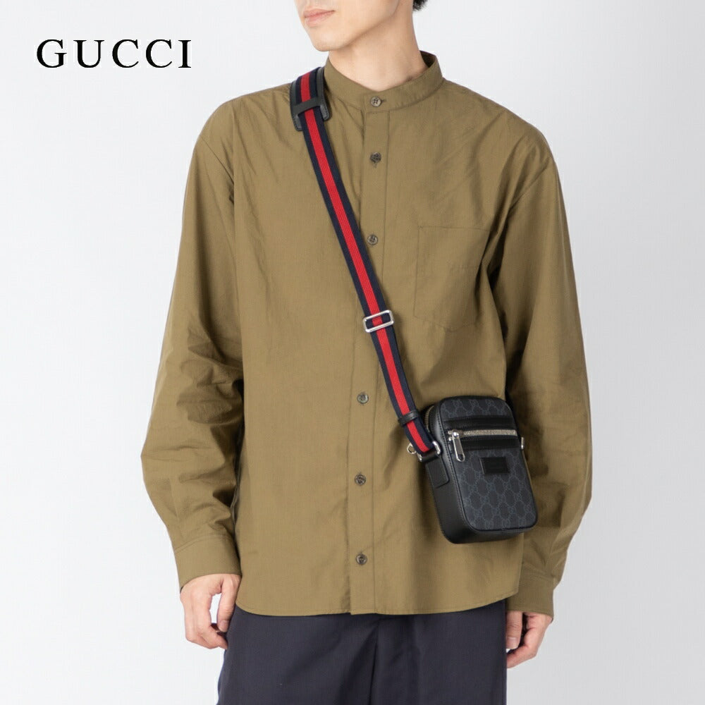 グッチ GUCCI ショルダーバッグ 682357 K5RLN メンズ バッグ ミニショルダー GGスプリーム 斜め掛け レザー モノグラム 黒 ボディバッグ ブラック