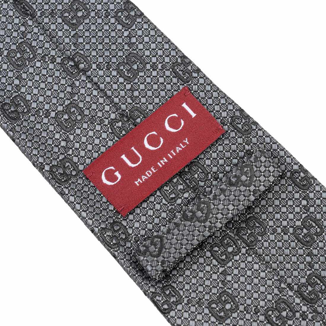 古馳 GUCCI 領帶 GG圖案 絲綢提花 領帶 790227 4E009 1460 灰色和黑色