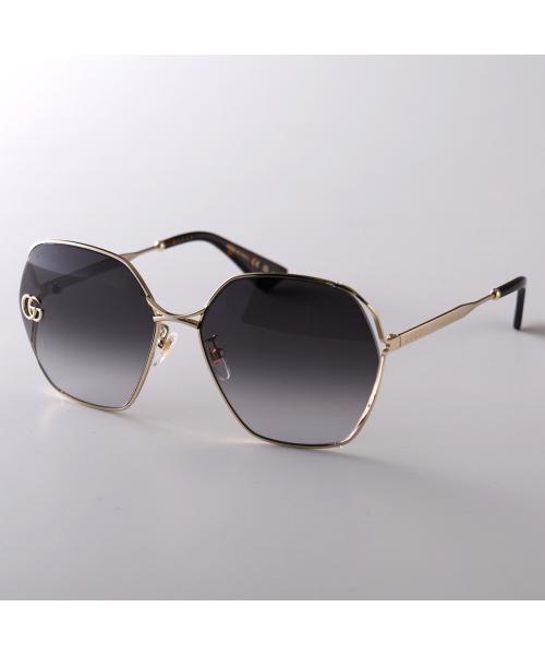 グッチ GUCCI GUCCI サングラス GG0818SA ポリゴン型 メタルフレーム (005/GOLD-GOLD-GREY) 005/GOLD-GOLD-GREY