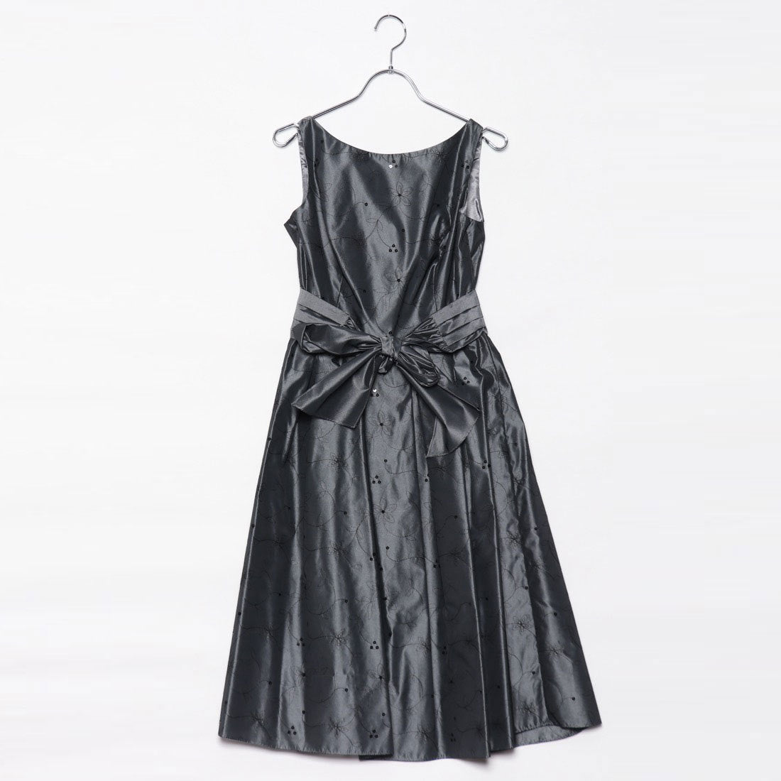 ジュネビビアン Genet Vivien ベロアデザインドレス,シルバーグレー