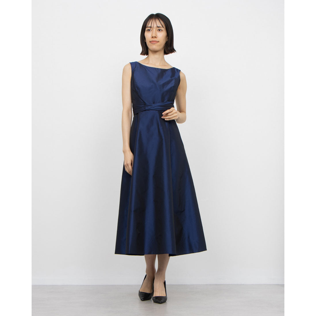 GENET VIVIEN　ジュネビビアン　カラーロングドレス　ブルー ジュネビビアン Genet Vivien ロングドレス （ブルー） -ファッション