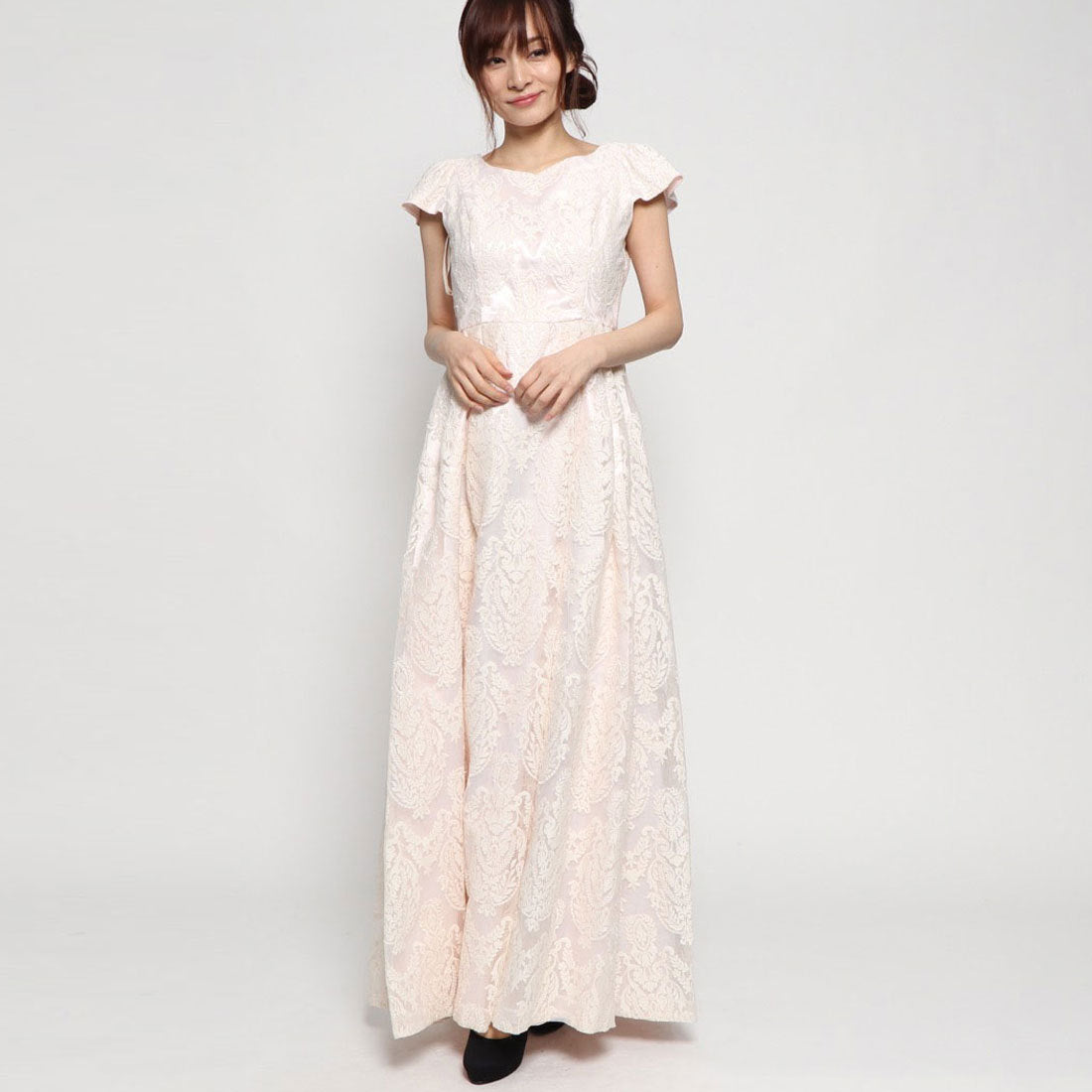 ジュネビビアン Genet Vivien 刺繍ロングドレス (ピンク) ピンク