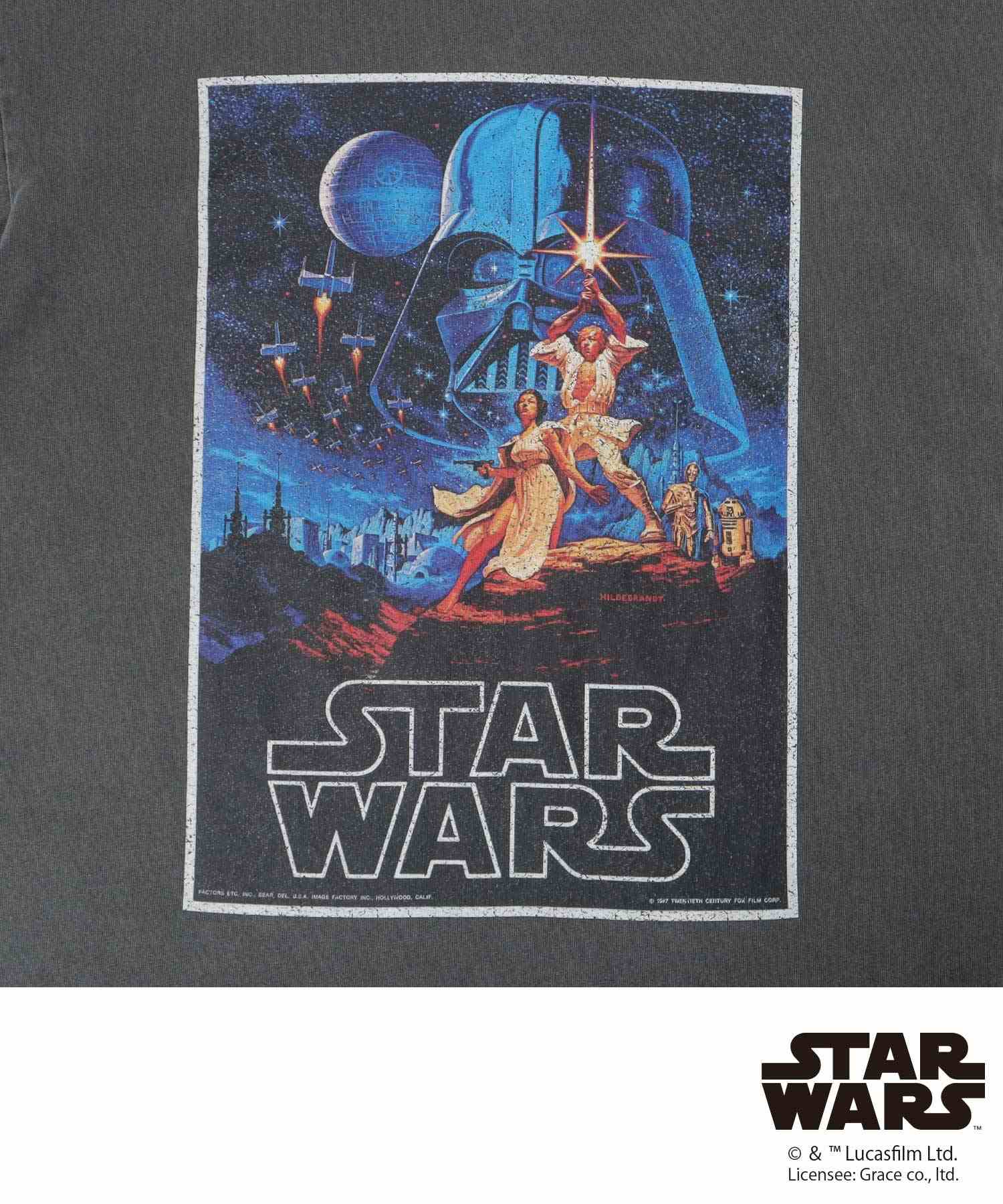 グッドウェア GOODWEAR STAR WARS クラックプリント Tシャツ ビッグシルエット 新たなる希望 帝国の逆襲 (チャコール-A) チャコール-A