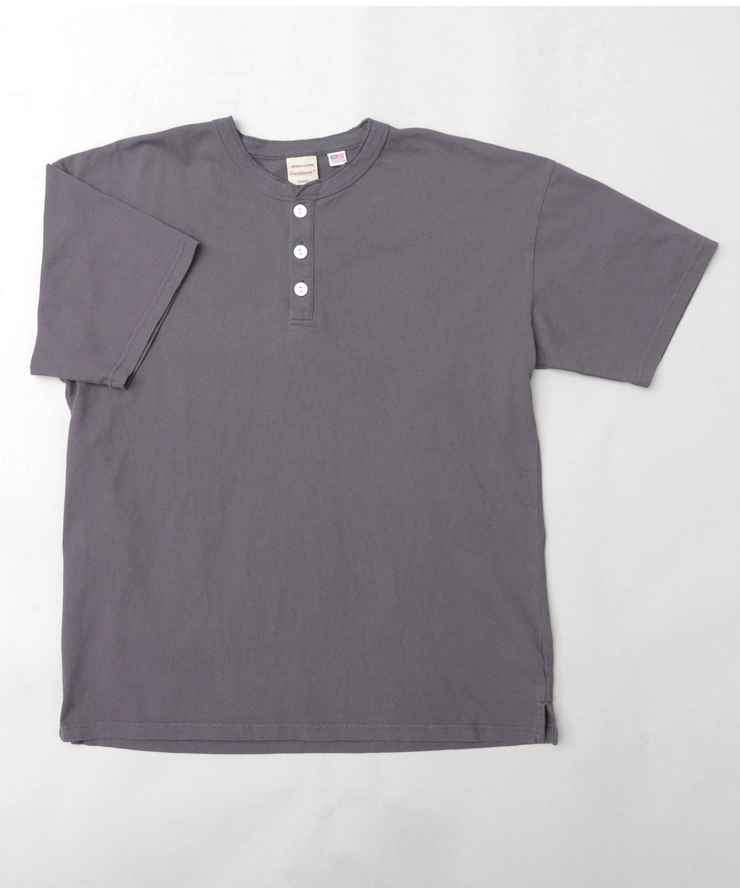 GOODWEAR 美國棉質亨利領 T 卹 短袖常規廓形羈扣 T 卹