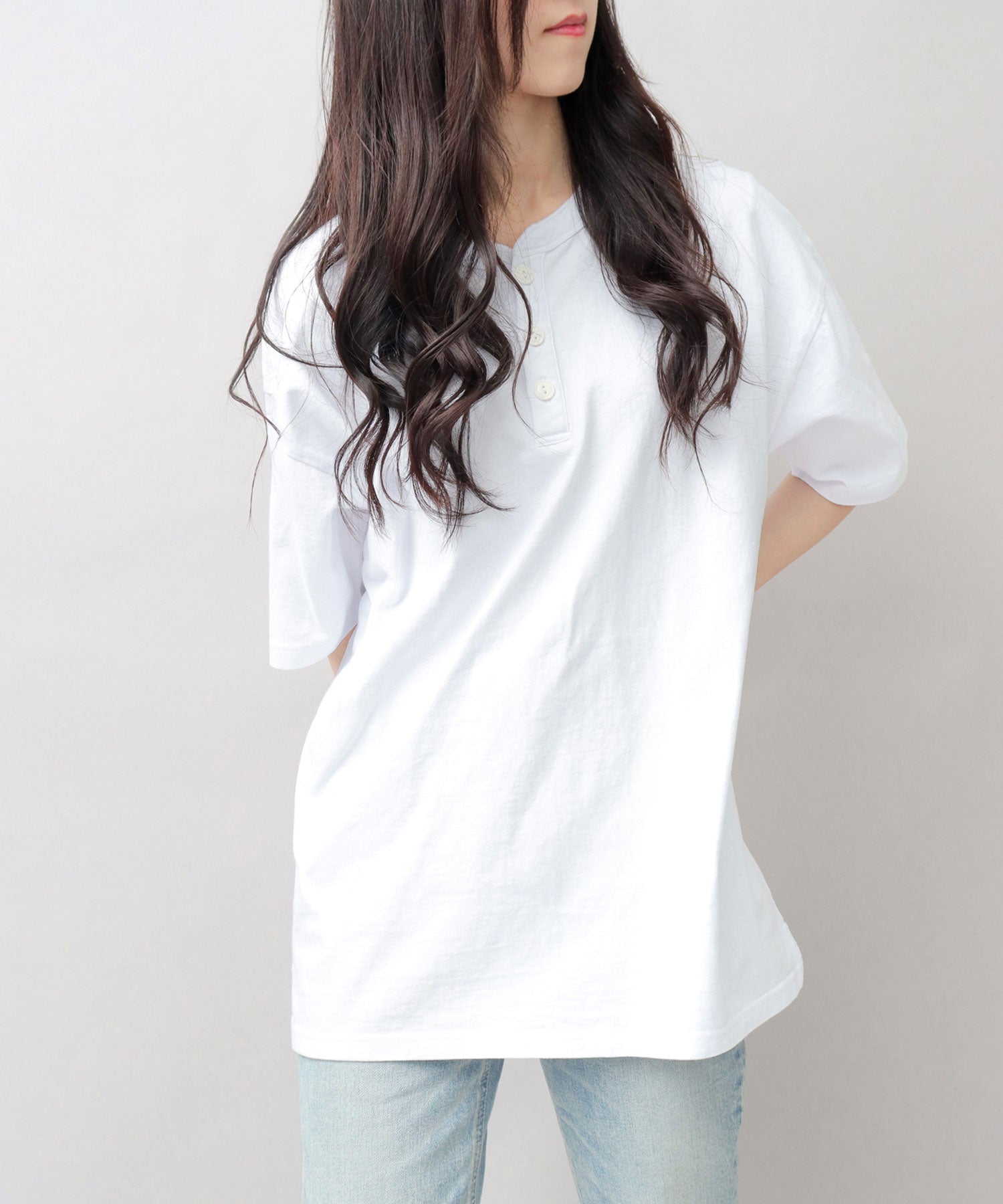 GOODWEAR 美國棉質亨利領 T 卹 短袖常規廓形羈扣 T 卹
