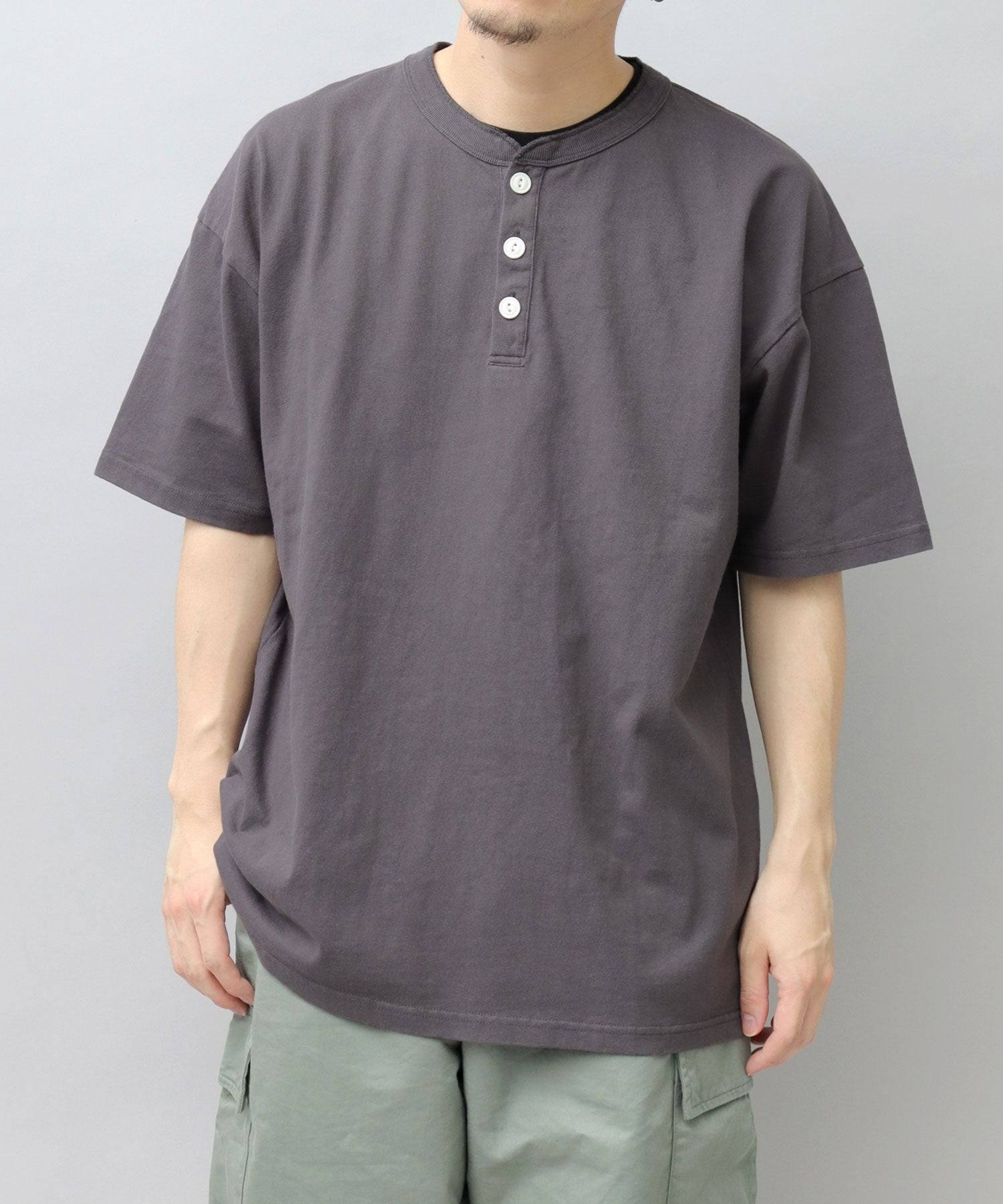 GOODWEAR 美國棉質亨利領 T 卹 短袖常規廓形羈扣 T 卹