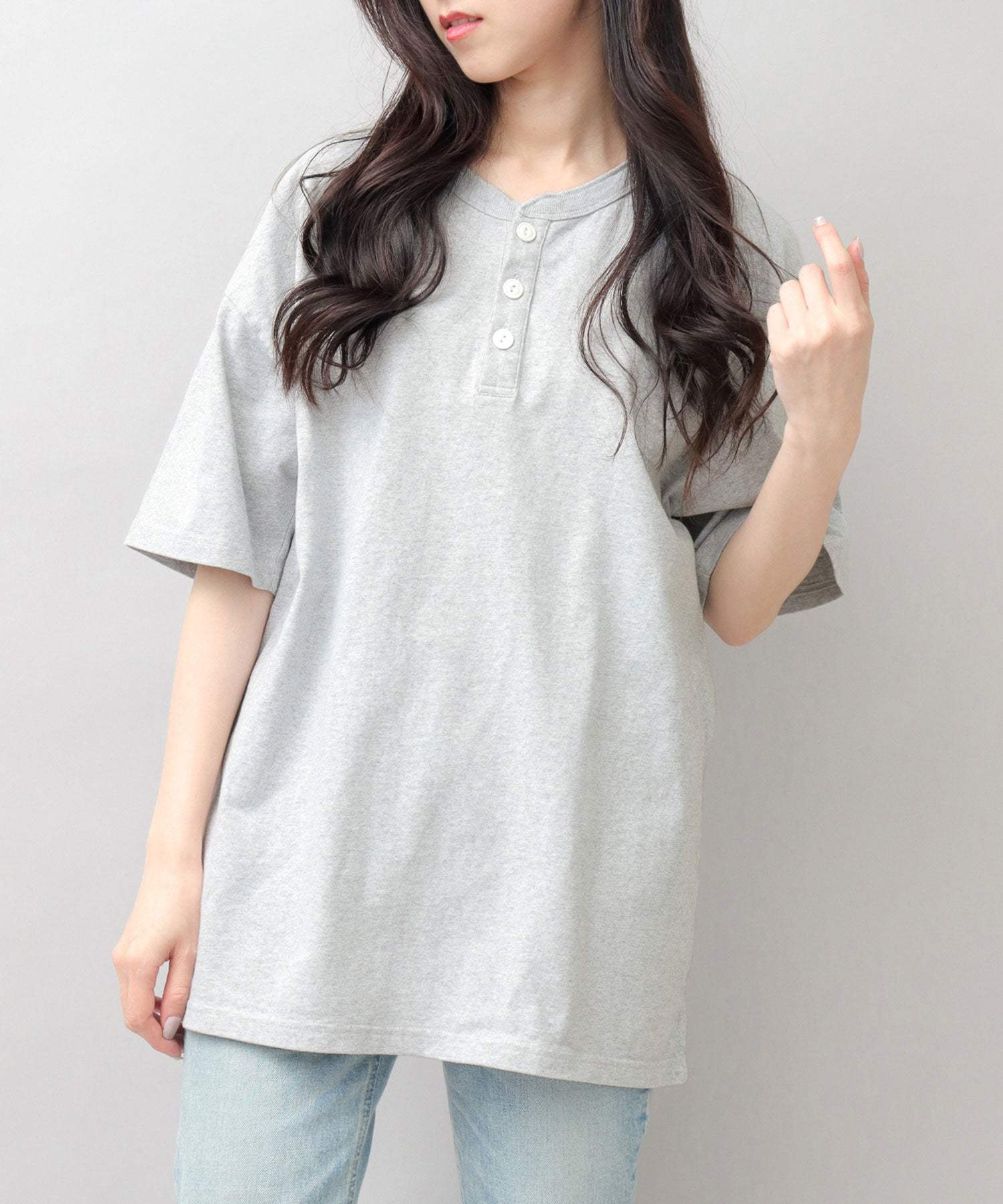 GOODWEAR 美國棉質亨利領 T 卹 短袖常規廓形羈扣 T 卹