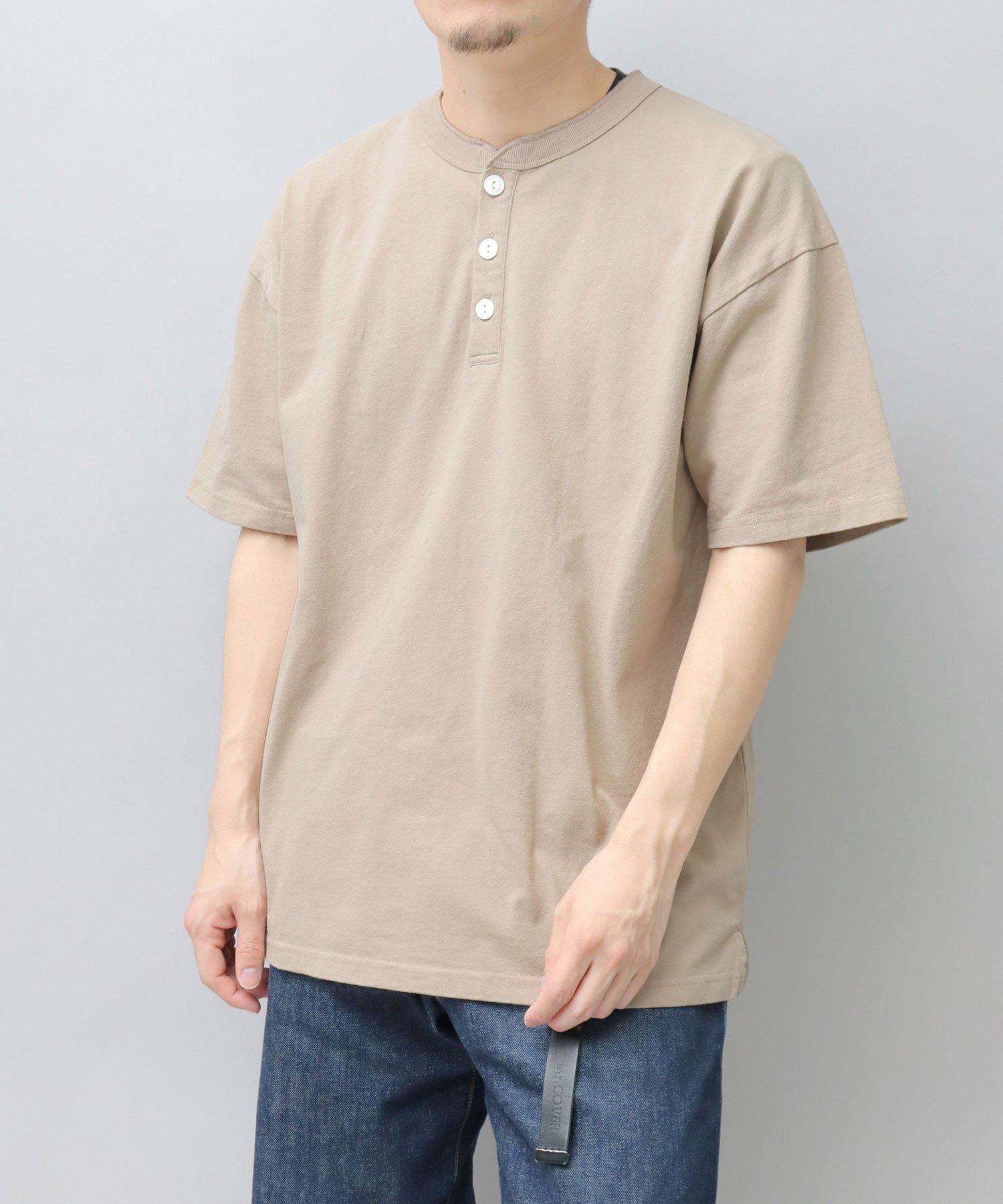 GOODWEAR 美國棉質亨利領 T 卹 短袖常規廓形羈扣 T 卹