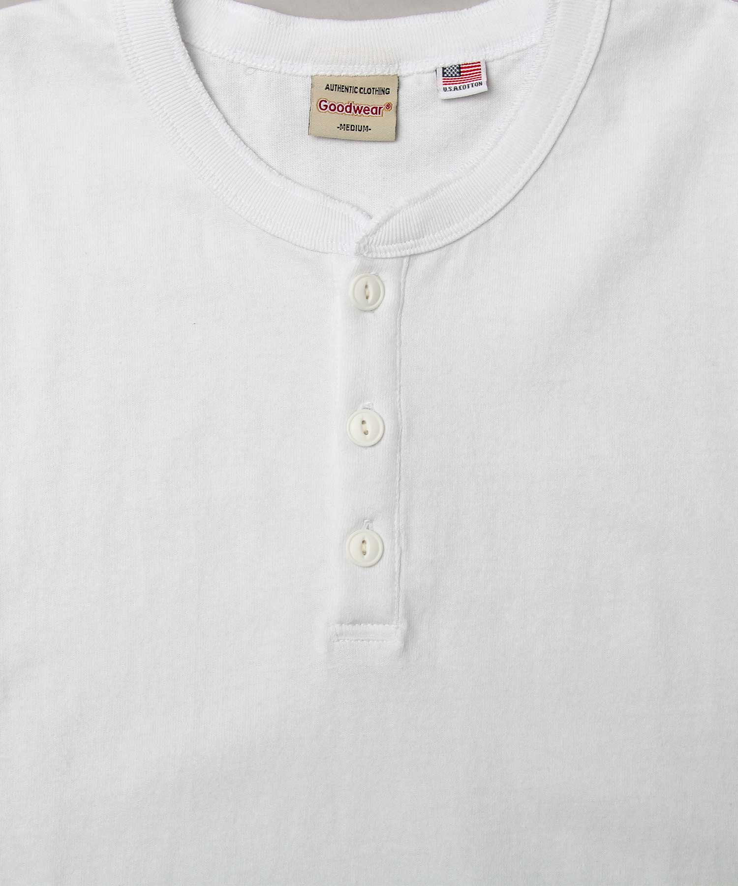 GOODWEAR 美國棉質亨利領 T 卹 短袖常規廓形羈扣 T 卹
