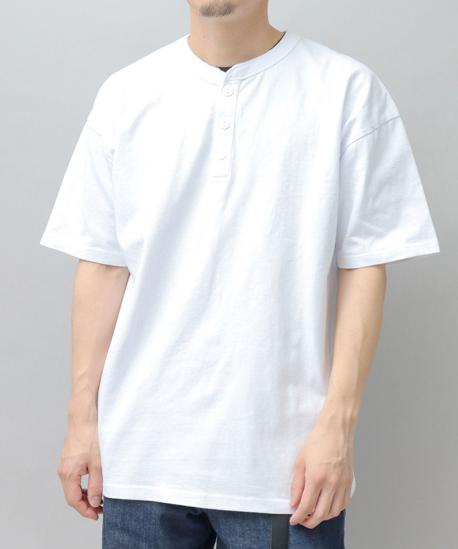 GOODWEAR 美國棉質亨利領 T 卹 短袖常規廓形羈扣 T 卹