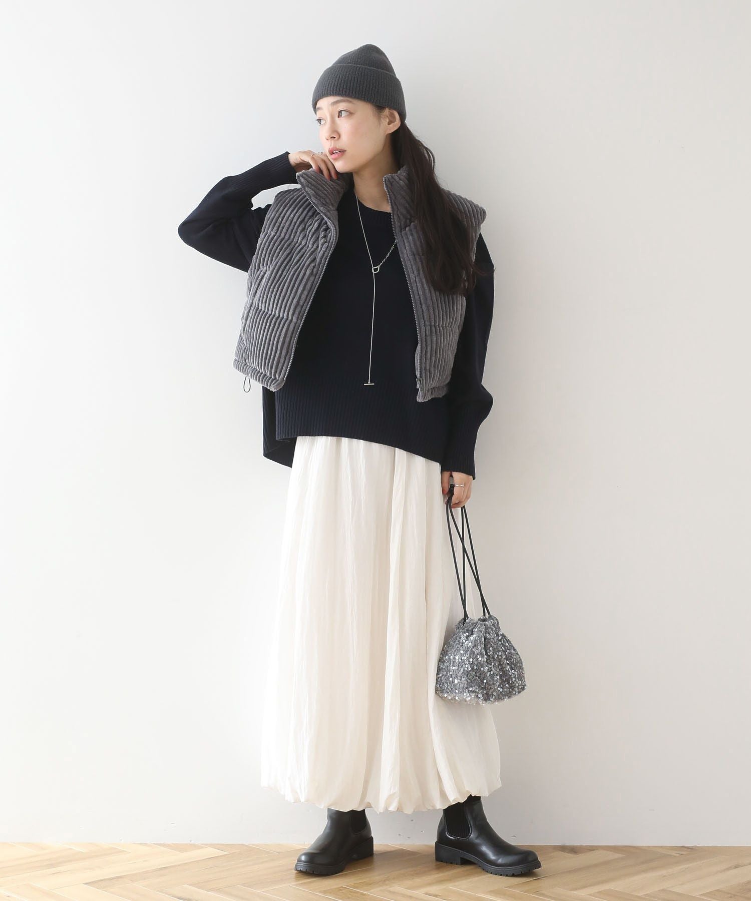 グリーン パークス Green Parks OTO.HA.ベロアスパンコールショルダーバック (グレー) グレー