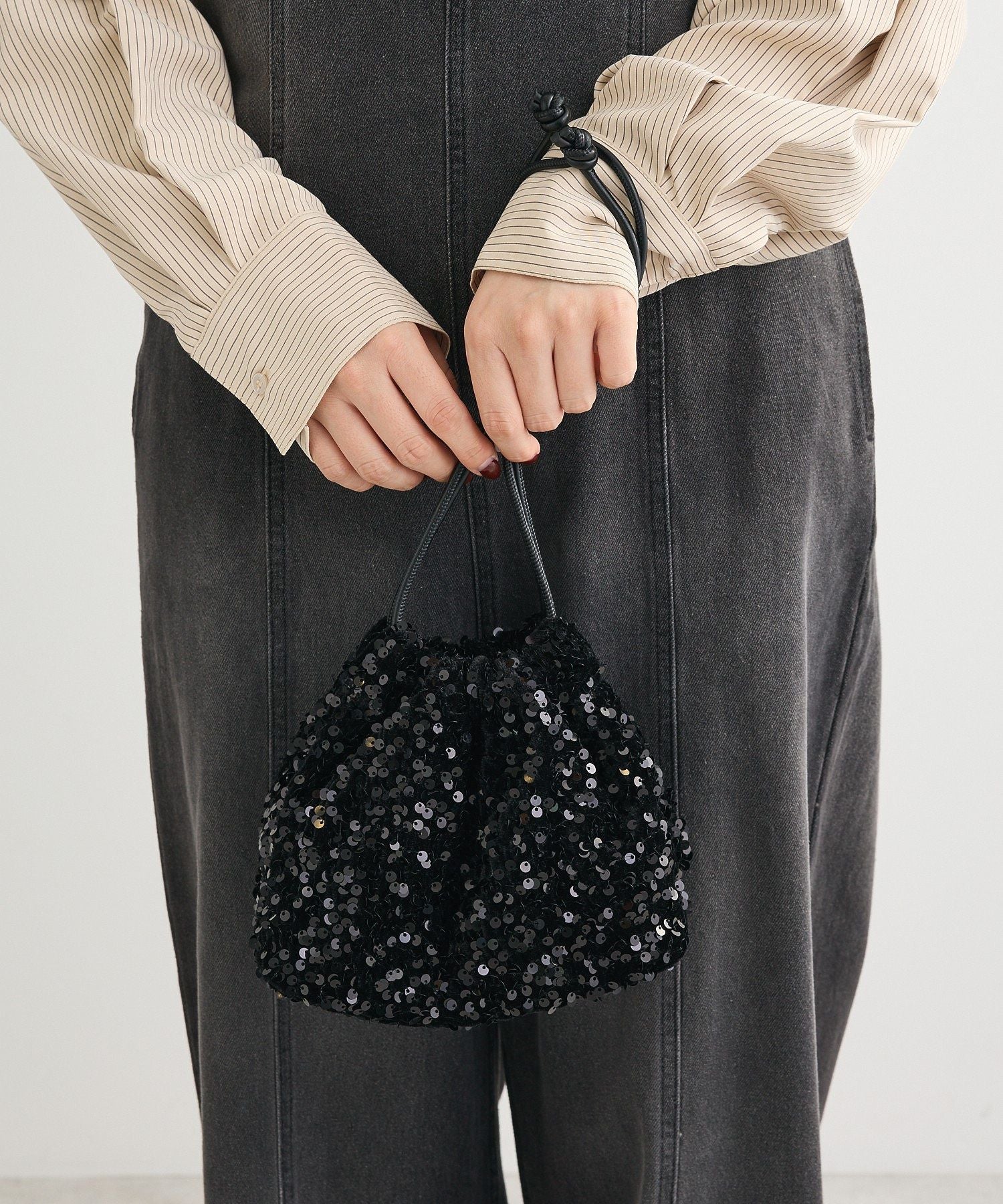 グリーン パークス Green Parks OTO.HA.ベロアスパンコールショルダーバック (グレー) グレー