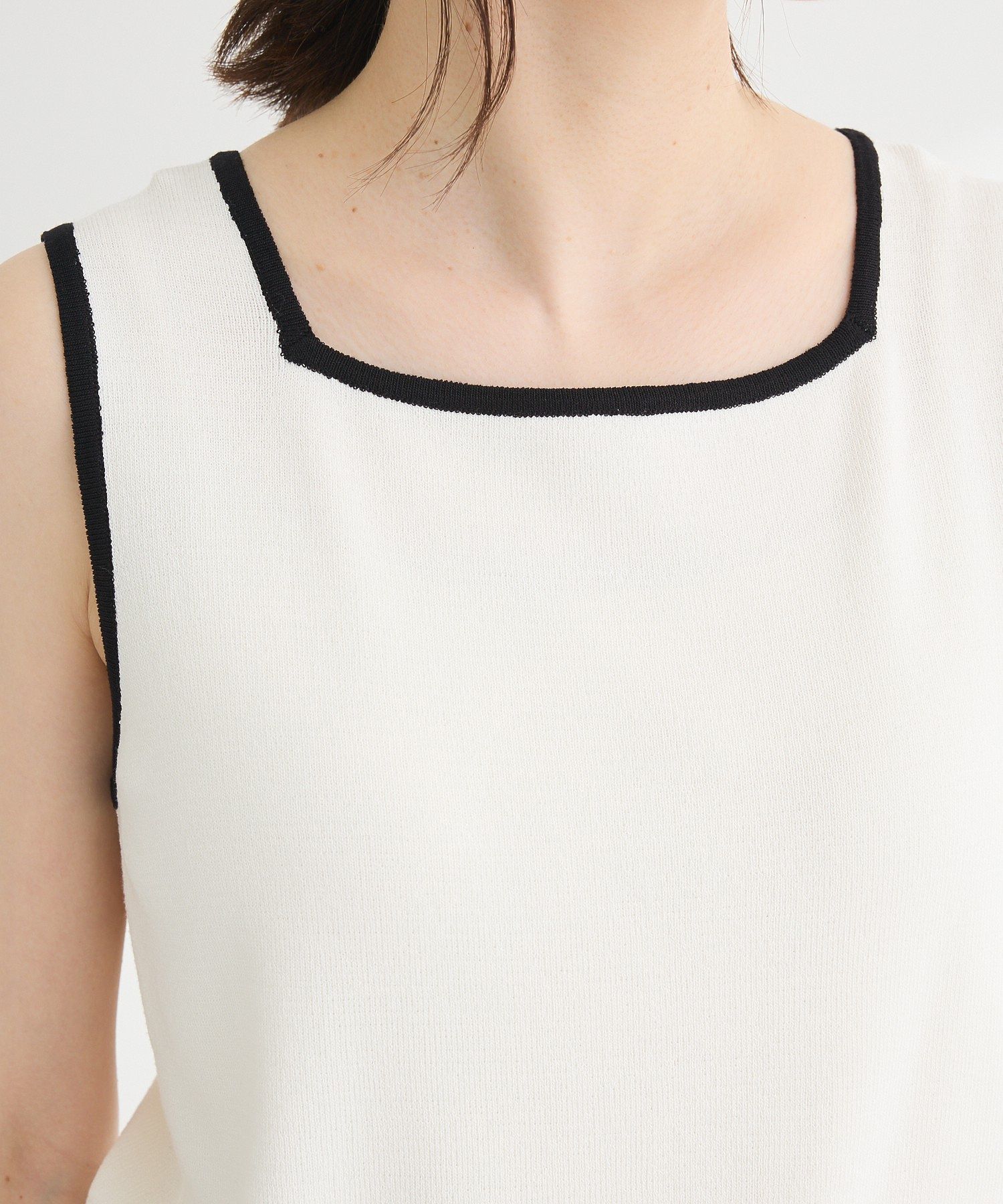 グリーン パークス Green Parks ・ELENCARE DUE バイカラーニットタンク (カーキ) カーキ