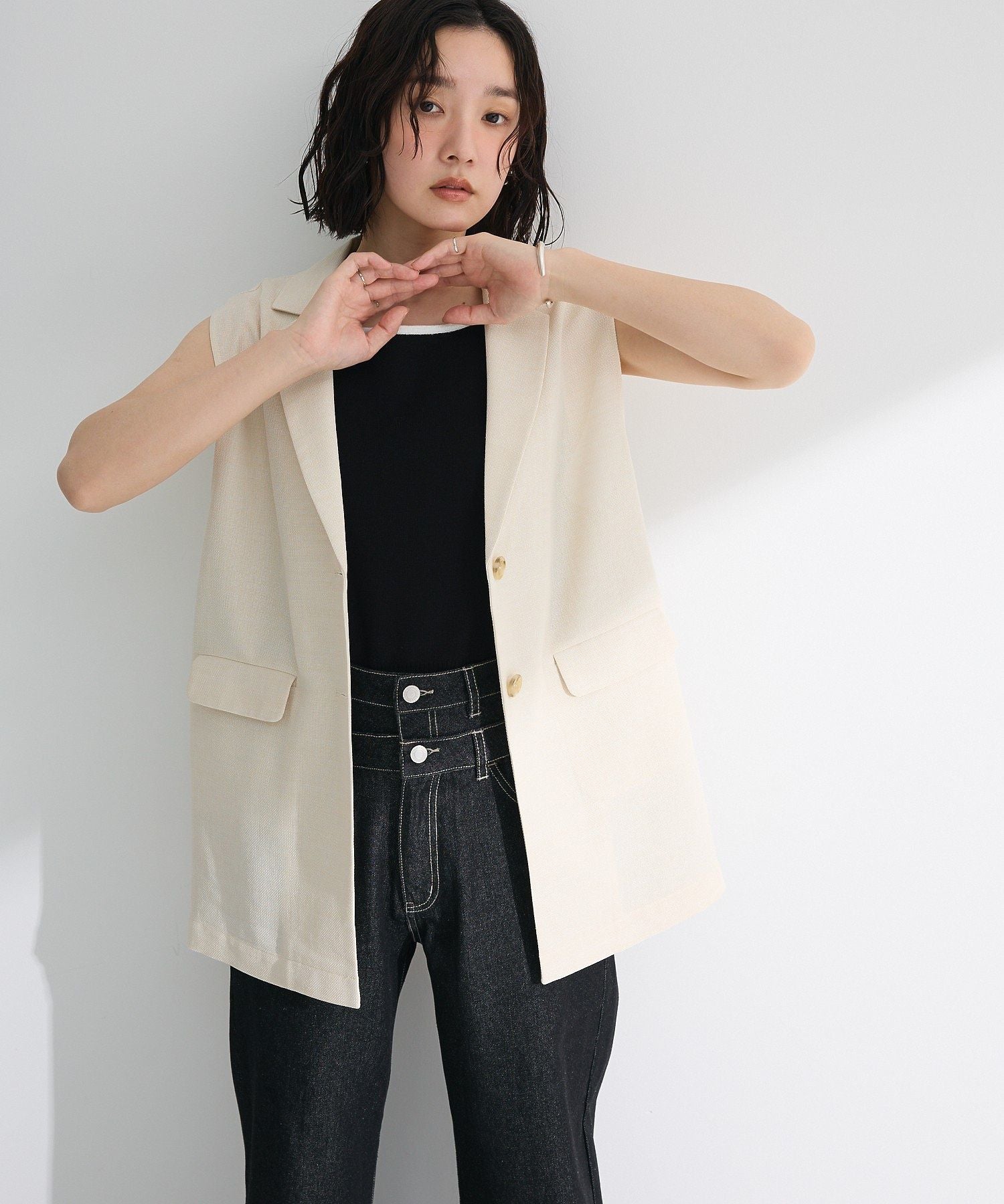 グリーン パークス Green Parks ・ELENCARE DUE バイカラーニットタンク (カーキ) カーキ