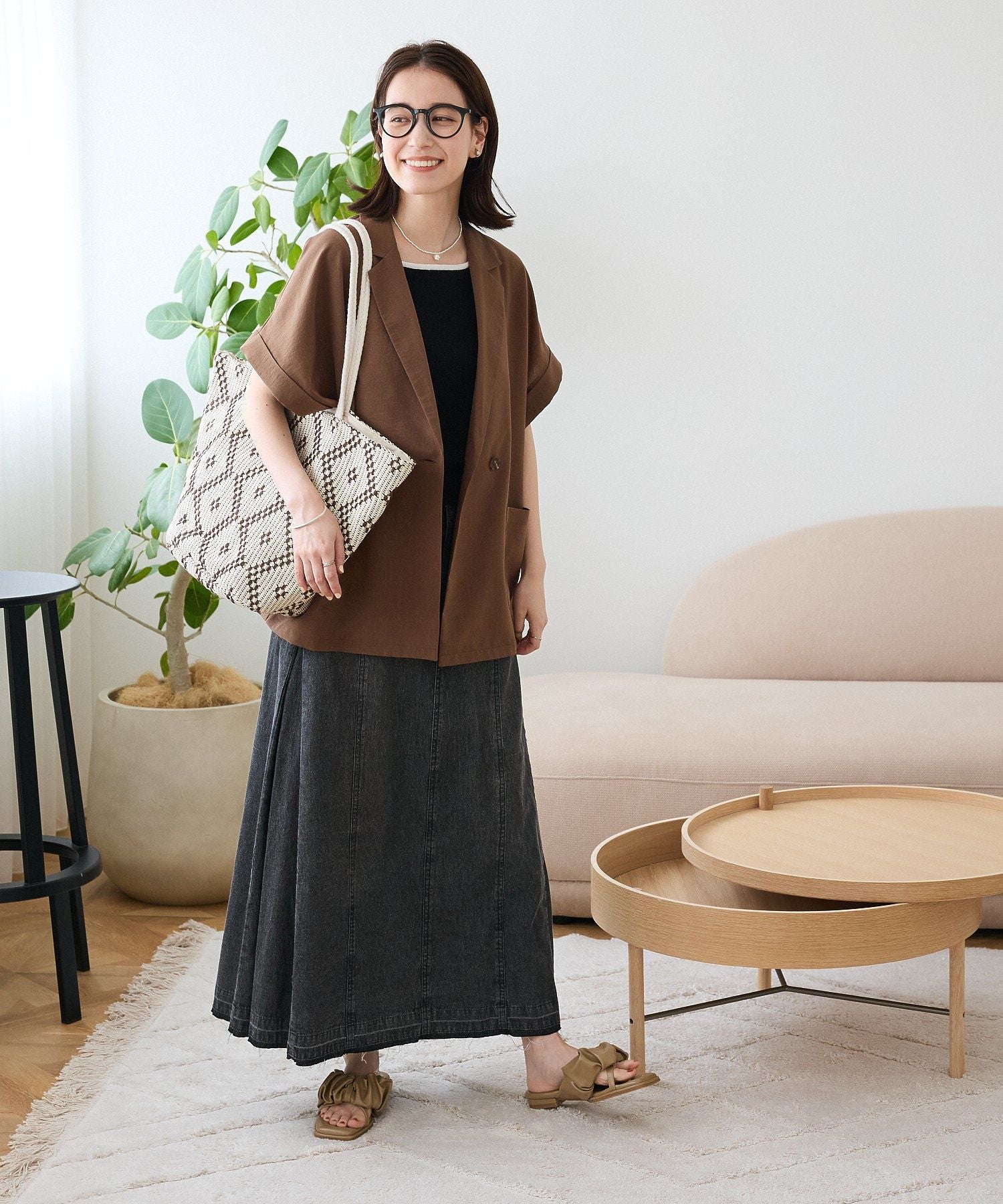 グリーン パークス Green Parks ・ELENCARE DUE バイカラーニットタンク (カーキ) カーキ