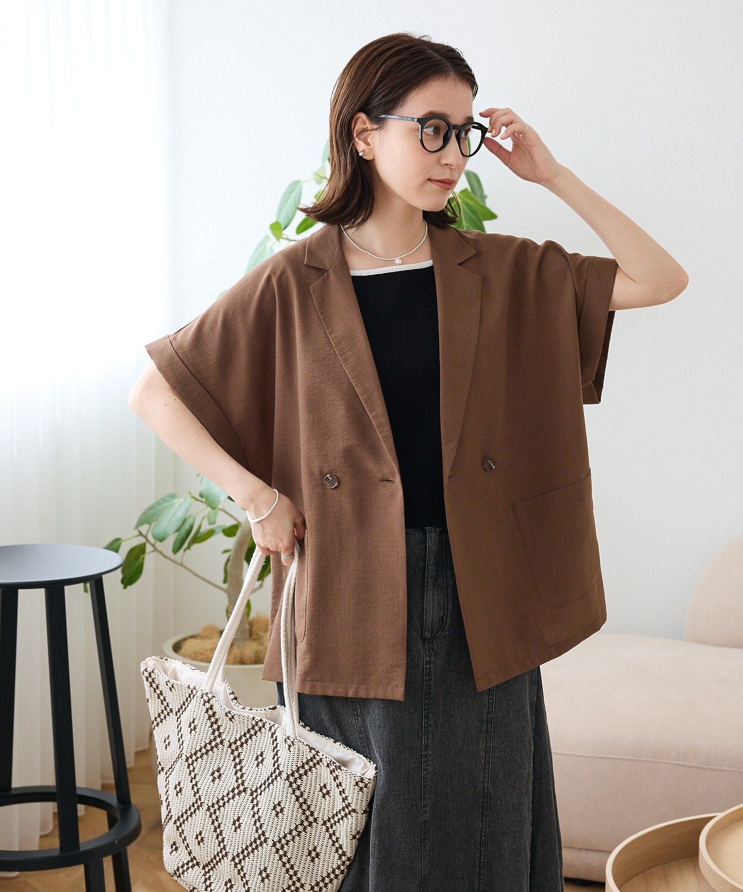 グリーン パークス Green Parks ・ELENCARE DUE バイカラーニットタンク (カーキ) カーキ