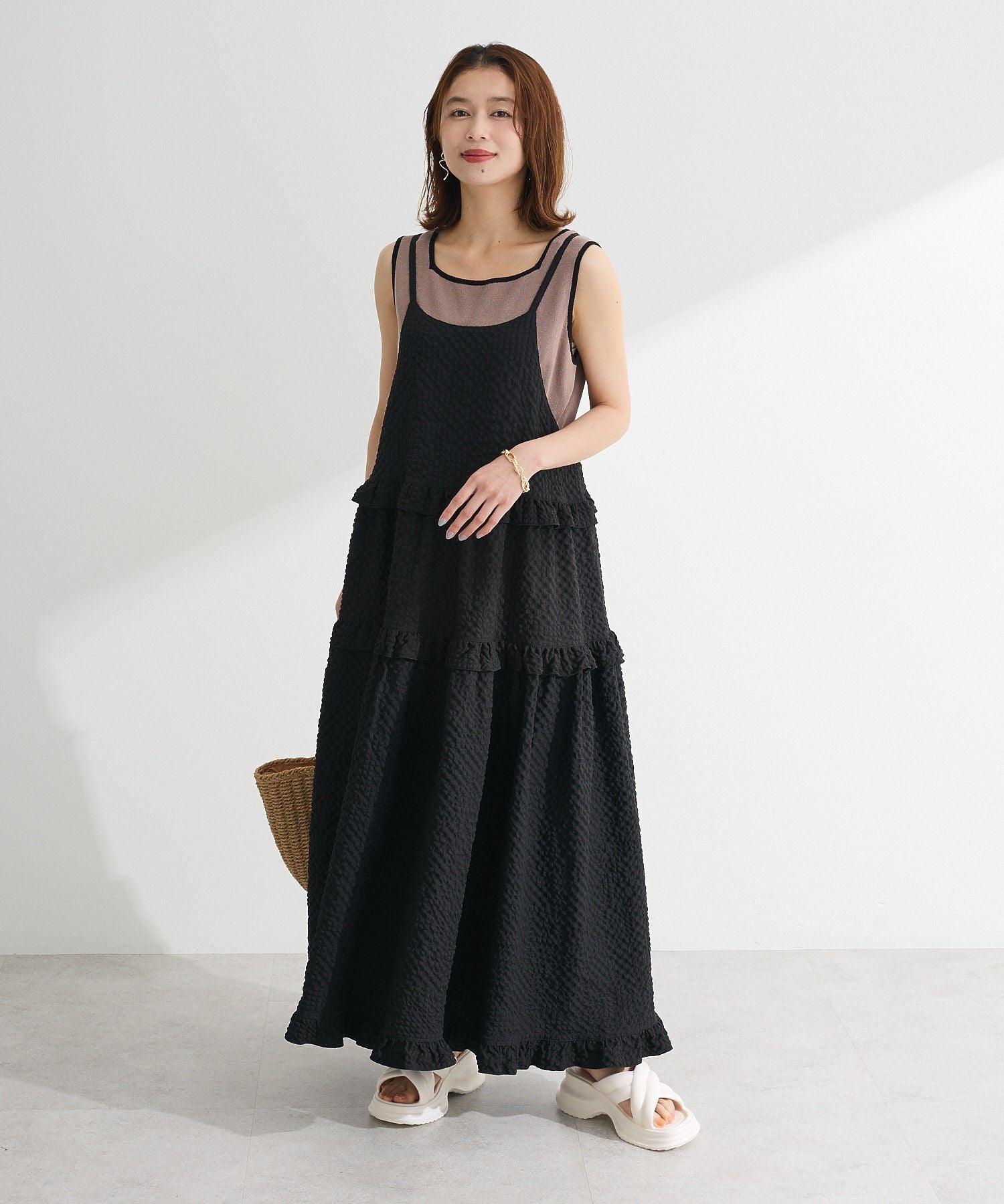 グリーン パークス Green Parks ・ELENCARE DUE バイカラーニットタンク (カーキ) カーキ