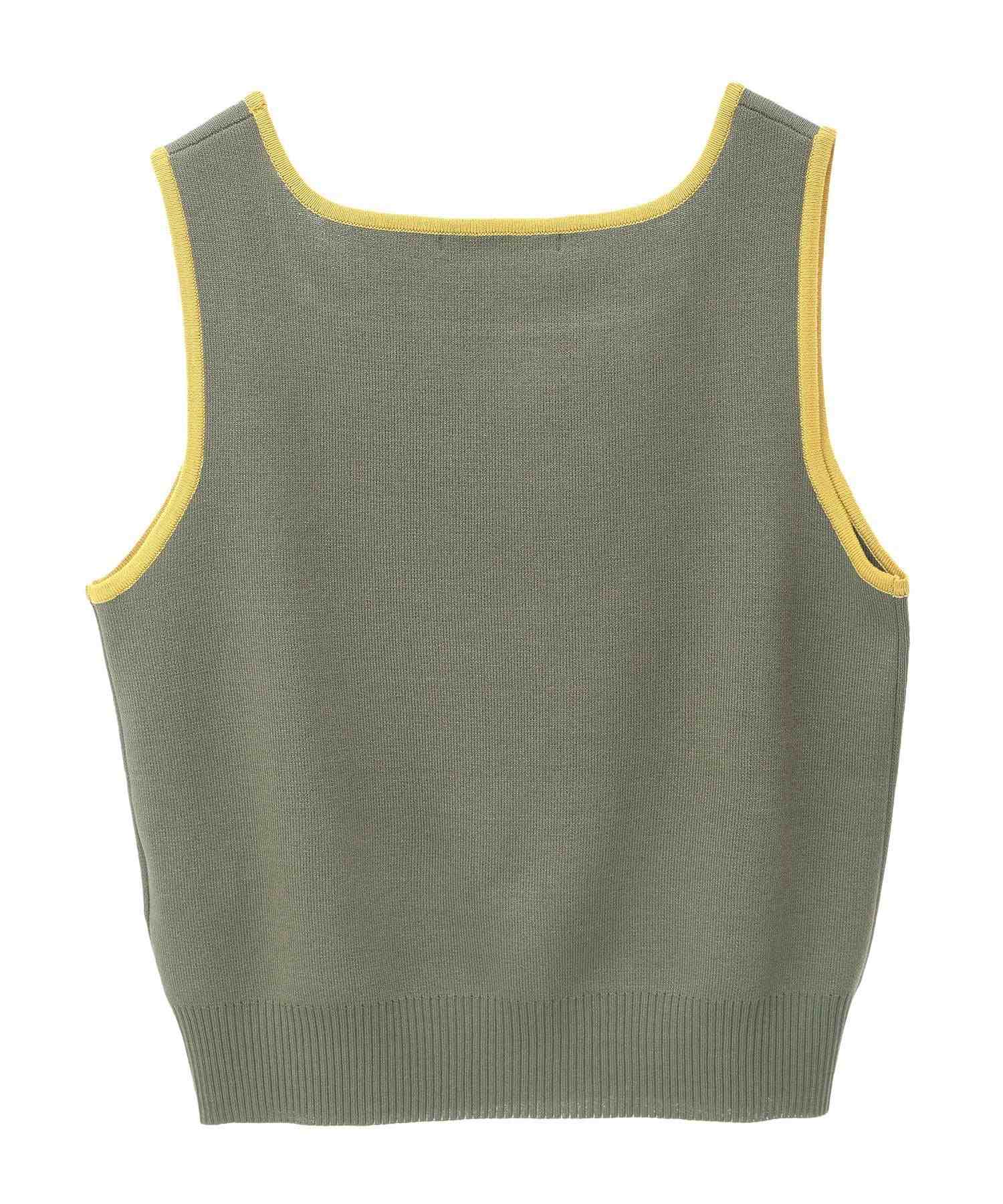 グリーン パークス Green Parks ・ELENCARE DUE バイカラーニットタンク (カーキ) カーキ