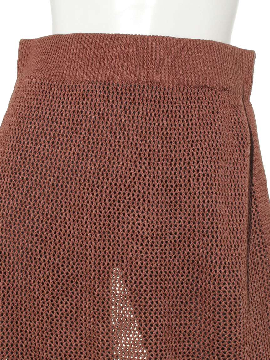 グリーン パークス Green Parks 【chocol raffine robe】メッシュニットスカート (ブラウン) ブラウン