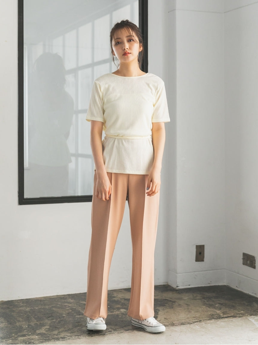 グリーン パークス Green Parks 【E hyphen world gallery】バックカシュクールリブプルオーバー (ライトベージュ) ライトベージュ