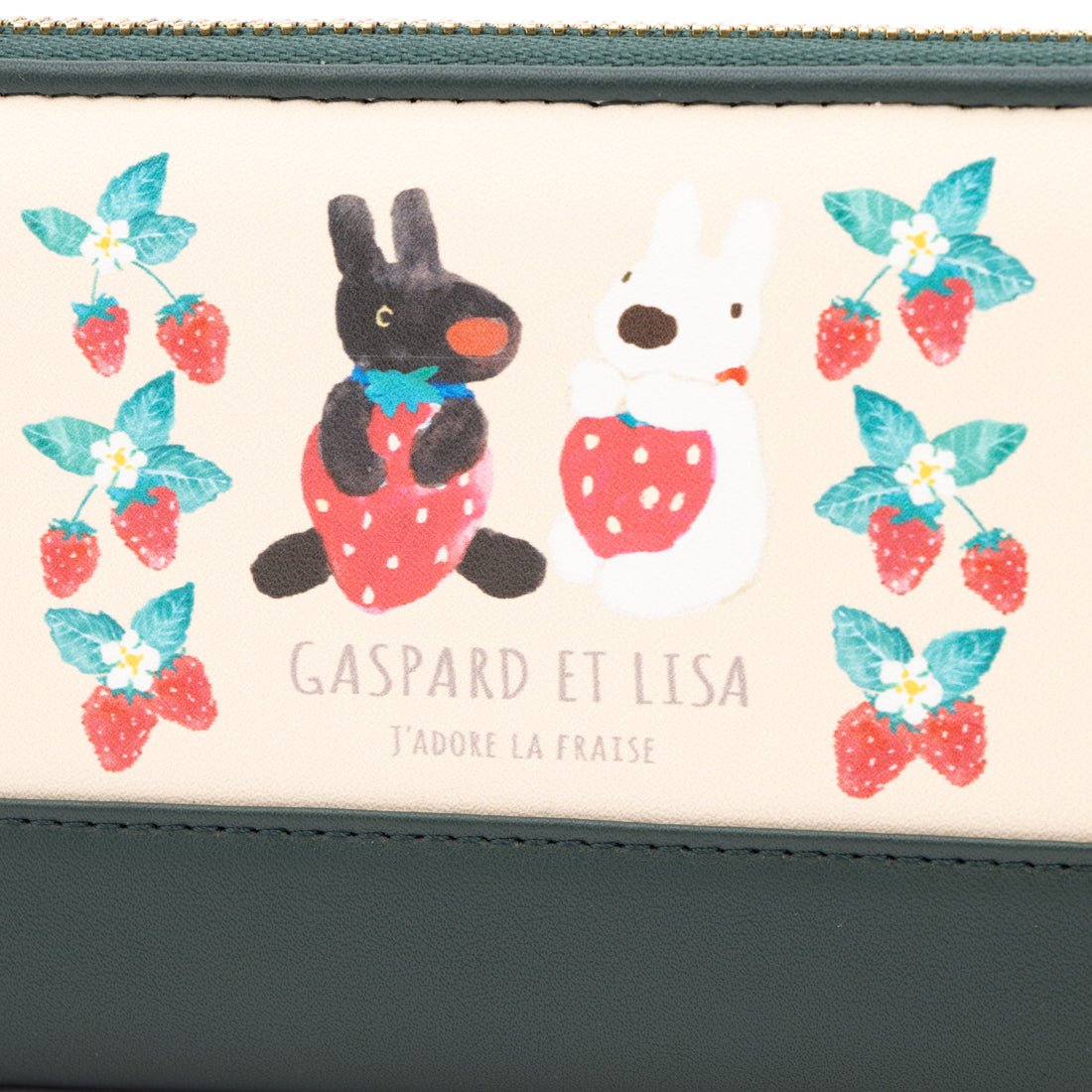リサトガスパール Gaspard et Lisa リサとガスパール イチゴ柄 ラウンドファスナー 長財布 (グリーン) グリーン