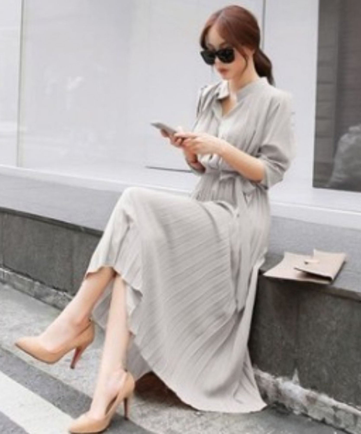 Girly Doll Waist Ribbon One-Piece Dress 【Korean Fashion】