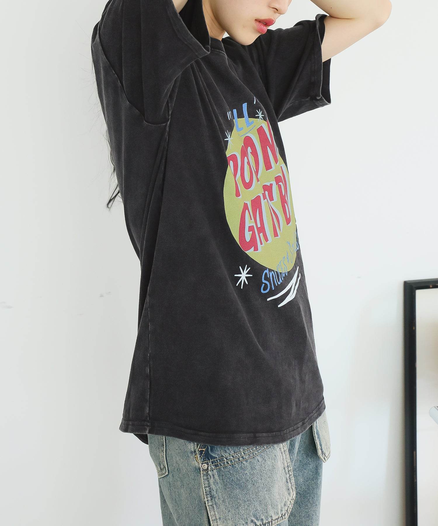 ガーリードール Girly Doll Tシャツ【韓国ファッション】 (ブラック) ブラック
